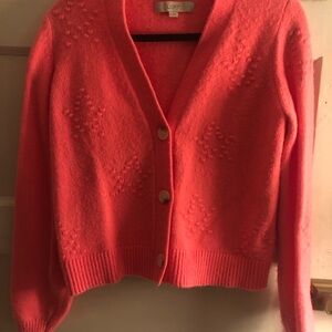 LOFT Bright Pink Button-Up Cardigan